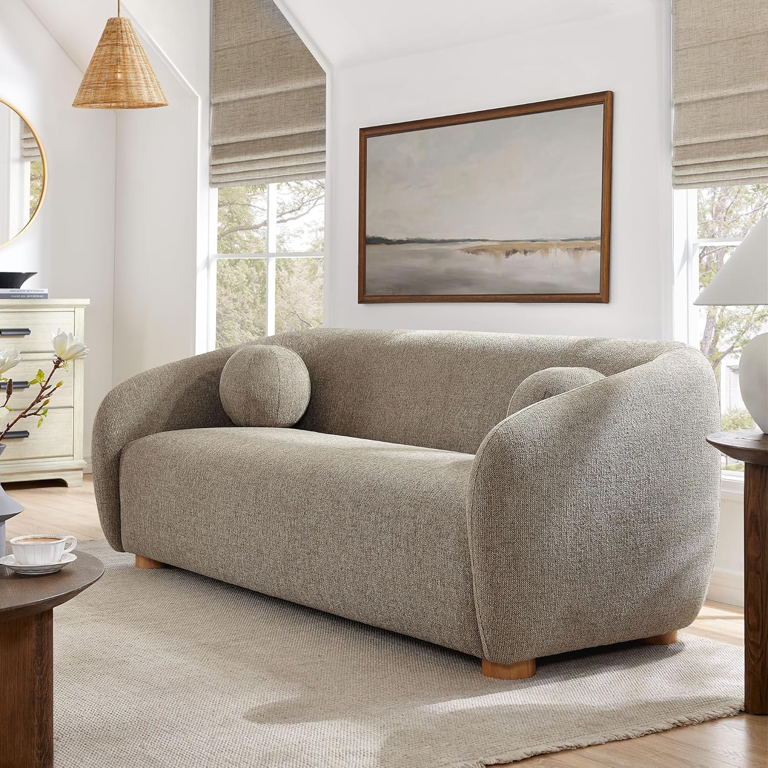 Curved neutral sofa